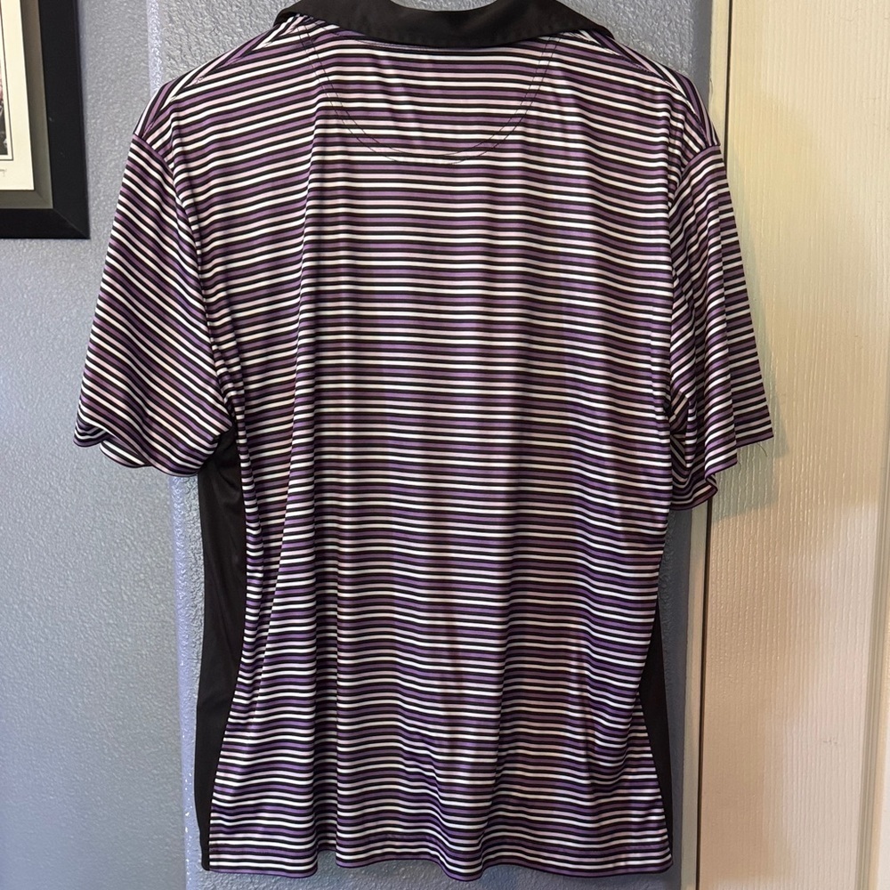 Stylish Women's Striped Polo Shirt - Black and Purple - Picture 4 of 4